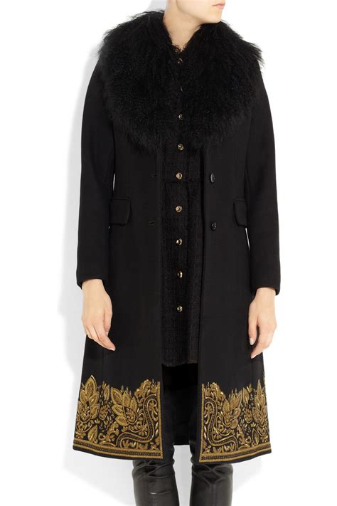 michael kors black white embroiderd coat|Michael Kors black winter coat.